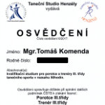 Osvědčení - Trenér a Porotce III. třídy